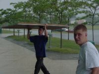 When it rain, the tables finally came for set up
